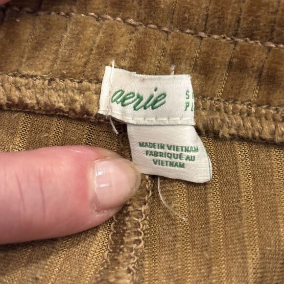 Aerie Golden Brown Corduroy Flare Pants S Long High Waisted Stretchy Comfortable - Picture 3 of 11
